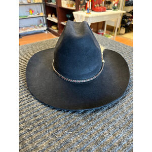 Wrangler Western Cowboy Hat Black With Horse Hair Hat Band Size 7 5/8